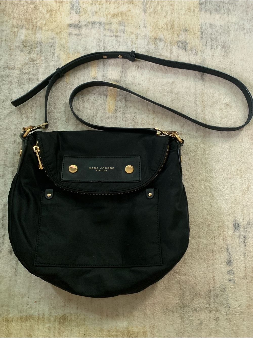 Marc Jacobs Black Nylon/Gold Hardware-Michael Kors Adjustable Crossbody Strap